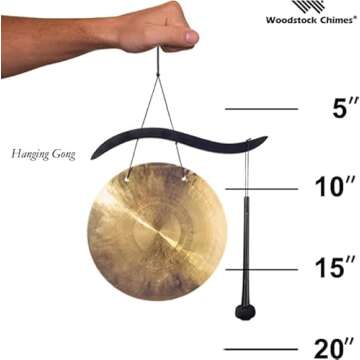 Woodstock Wind Chimes for Outside, Garden Decor, Hanging Gong, 17'' Wind Gongs for Outdoor, Patio, Home or Garden Decor Gift (WCBHG)