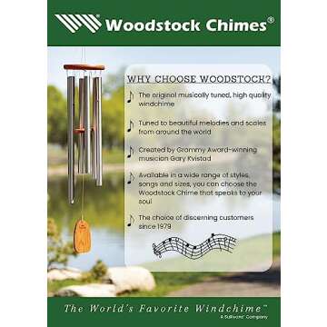 Woodstock Wind Chimes for Outside, Garden Decor, Hanging Gong, 17'' Wind Gongs for Outdoor, Patio, Home or Garden Decor Gift (WCBHG)