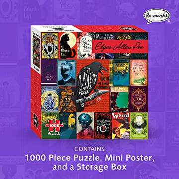 Re-Marks Edgar Allan Poe Literary Jigsaw Puzzle, Fun 1000-Piece Puzzle for All Ages