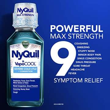 Vicks NyQuil Severe with VapoCOOL Nighttime Cough, Cold and Flu Relief Liquid, Berry, 12 Fl Oz (Pack of 2)