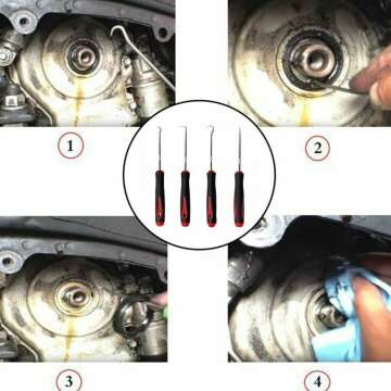 Ordinary 4-Piece Set,Oil Seal Hook, Pull Out The Hook, Oil Seal Screwdriver， Pull Out The Hook and Remove， for Automotive, Electronics, Daily Home Repair Tools, Storage Trays.
