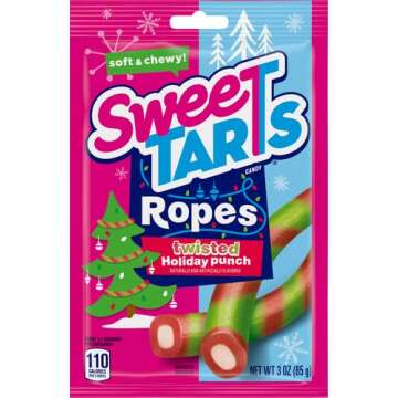 SweeTARTS Ropes Twisted Holiday Punch, Soft and Chewy Candy, 3oz Pack - Holiday Stocking Stuffers & Treats