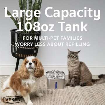 Veken Cat Water Fountain - 108oz Stainless Steel