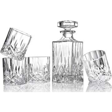 Italian Crystal Whiskey Decanter & Glasses Set