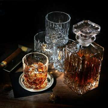 Italian Crystal Whiskey Decanter & Glasses Set