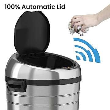 iTouchless 23 Gallon Commercial Size Sensor Trash Can with AbsorbX Odor Control System & Wheels, 87 Liter Stainless Steel Touchless Garbage Bin for Office, Kitchen, Store