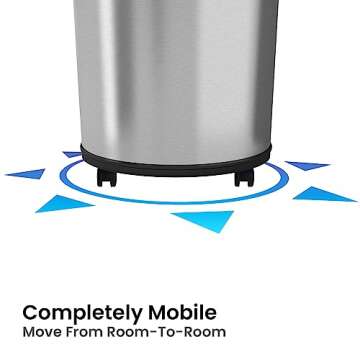 iTouchless 23 Gallon Commercial Size Sensor Trash Can with AbsorbX Odor Control System & Wheels, 87 Liter Stainless Steel Touchless Garbage Bin for Office, Kitchen, Store