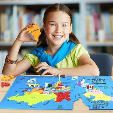 Imagimake Mapology World Map Puzzle - Includes Country Flags & Capitals | Fun Jigsaw Puzzle Kids Ages 5-8 | Educational Toys for Ages 8-13 | Geography Gifts for Girls & Boys 5, 6, 7, 8, 9, 10, 11, 12