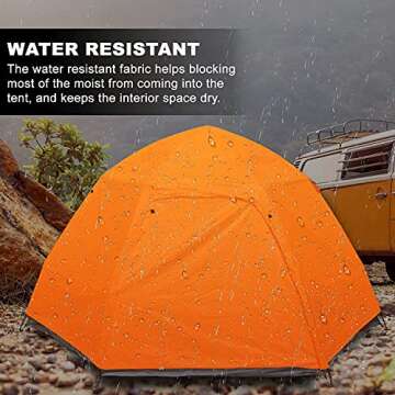 TPS Power Sports Instant Pop Up Camping Tent Easy Setup Automatic Hydraulic Water Resistant with Rain Fly Portable Lightweight Great for Outdoor Beach Backpacking Hiking (Orange, 2-3 Person)