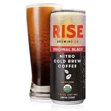 RISE Brewing Co. Original Black Nitro Cold Brew Coffee, No Sugar, Vegan, Organic & Non-GMO, Low Acidity, 7 Fl. oz. Cans (12 Pack)