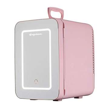 FRIGIDAIRE EFMIS170-PINK Mini Portable Compact Personal Fridge, 10L Capacity, 15 Cans, Makeup, Skincare, Freon-Free & Eco Friendly, Includes Home Plug & 12V Car Charger, PINK (Renewed)