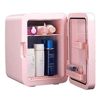 FRIGIDAIRE EFMIS170-PINK Mini Portable Compact Personal Fridge, 10L Capacity, 15 Cans, Makeup, Skincare, Freon-Free & Eco Friendly, Includes Home Plug & 12V Car Charger, PINK (Renewed)