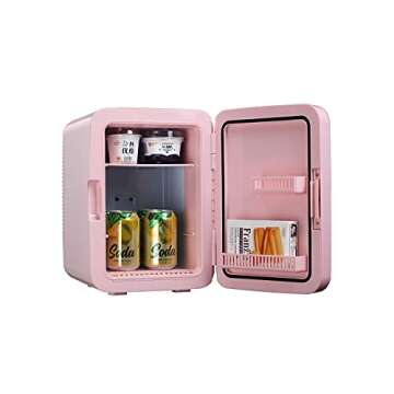 FRIGIDAIRE EFMIS170-PINK Mini Portable Compact Personal Fridge, 10L Capacity, 15 Cans, Makeup, Skincare, Freon-Free & Eco Friendly, Includes Home Plug & 12V Car Charger, PINK (Renewed)