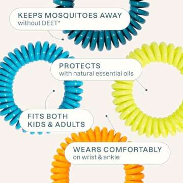 Cliganic 10 Pack Mosquito Repellent Bracelets, DEET-Free Bands, Individually Wrapped (Packaging May Vary)