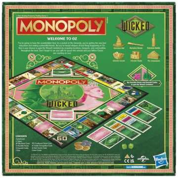 Monopoly Wicked Edition Board Game | Inspired by The Motion Picture | Ages 8+ | 2 to 6 Players | 30 Mins. | Family Games for Kids, Teens, and Adults