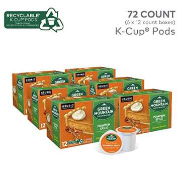 Green Mountain Coffee Roasters Pumpkin Spice, Single-Serve Keurig K-Cup Pods, Flavored Light Roast Coffee, 72 Count