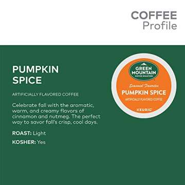 Green Mountain Coffee Roasters Pumpkin Spice, Single-Serve Keurig K-Cup Pods, Flavored Light Roast Coffee, 72 Count