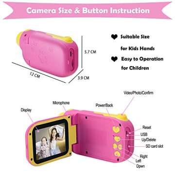 Kids Video Camera Camcorder for Girls Gift, 1080P FHD Digital Kids Camera Camcorder Children Camera DV with 32GB SD Card & 2.4" Screen for Age 3-8