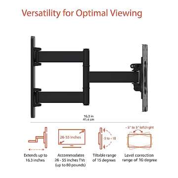 Full Motion TV Wall Mount for 26" to 55" TVs