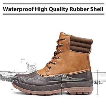 Mishansha Mens Warm Duck Boots Waterproof Winter Boot Fur Lined Non Slip Cold Weather Insulated Snow Boot Outdoor Fashion Hiking Walking Work Brown 8