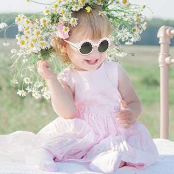 XINB LOOK 3-Pairs Gift Kids Sunglasses Girls, Cute Flower Frame Cartoon UV400 Glasses, Kids Sunglasses for Ages 3-10