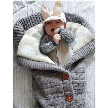 Soft Fleece Baby Swaddle Grey