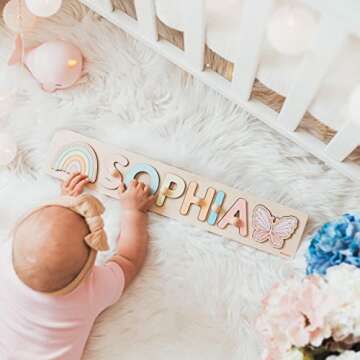 Name Puzzle With Pegs Personalized Wooden Name Puzzle Wooden Toys Custom Name Puzzle by BusyPuzzle Christmas Present Personalized Birthday Baby 1 Year Old Gifts Boy and Girl Easter Gifts for Kids