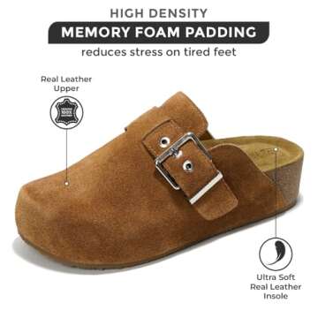 Project Cloud Clogs for Women - Memory Foam Women's Mules & Clogs, Wedges Heels for Women - Platform Clogs for Women Footwear, Womens Clogs - Mules for Women 2024 (Rhona, Chestnut, 7)