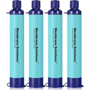 Membrane Solutions Portable Straw Water Filter for Outdoor Survival