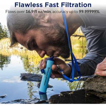 Membrane Solutions Straw Water Filter, Survival Filtration Portable Gear, Emergency Preparedness, Supply for Drinking Hiking Camping Travel Hunting Fishing Team Family Outing