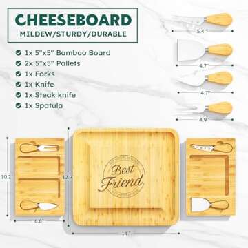 Bamboo Charcuterie Board Set with Slide-Out Drawer