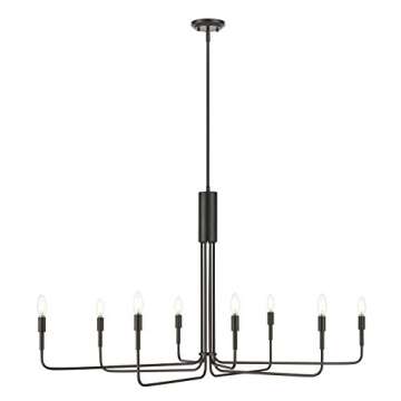 Light Society Bella 8-Light Candelabra Chandelier, Black Finish, Contemporary Mid Century Modern Style Lighting Fixture