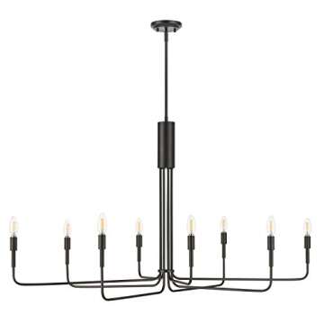 Light Society Bella 8-Light Candelabra Chandelier, Black Finish, Contemporary Mid Century Modern Style Lighting Fixture