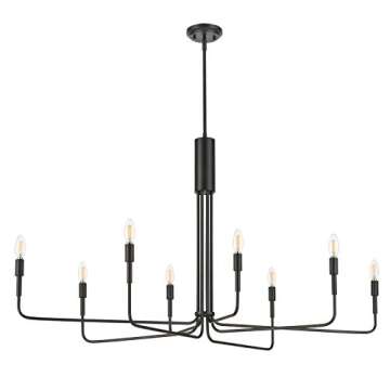 Light Society Bella 8-Light Candelabra Chandelier, Black Finish, Contemporary Mid Century Modern Style Lighting Fixture