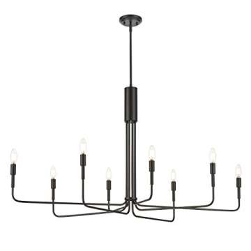 Light Society Bella 8-Light Candelabra Chandelier, Black Finish, Contemporary Mid Century Modern Style Lighting Fixture