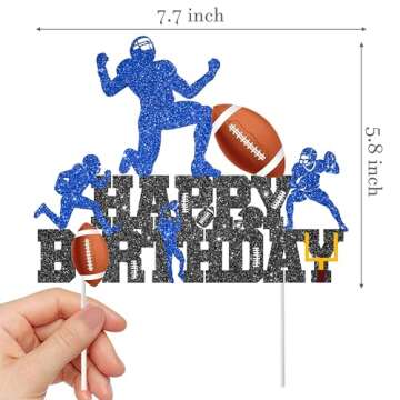 Football Birthday Cake Topper Football Theme Birthday Party Decoration Rugby Ball Player Cake Pick football Cake Topper for Sport Theme Baby Shower Supplies