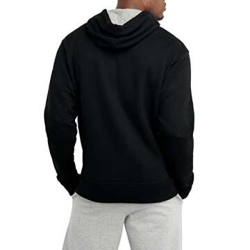 Champion Men's Hoodie, Powerblend, Fleece, Comfortable Sweatshirt for Men (Reg. or Big & Tall), Large, Black Script