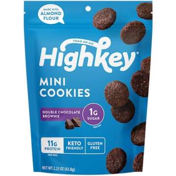 HighKey Low Carb Keto Brownie Bites - Keto Snack Low Carb Snack Sugar Free Chocolate Protein Cookies Sugar Free Snacks Gluten Free Snack Keto Friendly Food Healthy Snacks Keto Dessert Diet Snacks 3pk