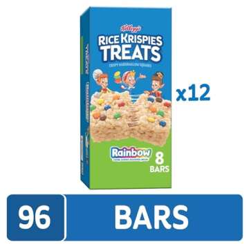 Rice Krispies Treats Marshmallow Snack Bars, Kids Snacks, School Lunch, Rainbow (12 Boxes, 96 Bars)