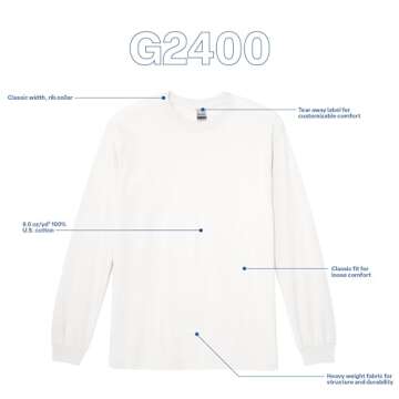 Gildan Men's Ultra Cotton Long Sleeve T-Shirt, Style G2400, Multipack, White (2-Pack), Large