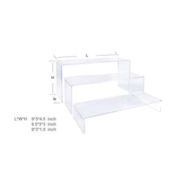 YPath 2 Sets Clear Acrylic Display Risers-Cupcake Stand for Dessert Buffet Cake Table Decorations–Showcase Shelf for Figures , Jewelry Display Riser Stands shelves Fixtures Case(Rectangle Shape)