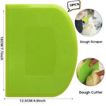 SURDOCA Dough Scraper Bench Scraper - 3P 7.1x4.9" Plastic Flexible Bowl Scraper, Sharp Edge & Angles Cake Scraper. Non-Slip Bakeware Decorating Tools Sculpting & Modeling Tools - Green+White+Green