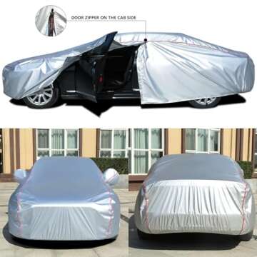 Tecoom Car Cover Waterproof All Weather Fit For Tesla Model 3 Toyota Corolla 2000-2023 Honda Civic 1991-2023, Kia Stinger/Forte, Subaru Legacy, Audi A3/A4/A5 etc, Car Cover Sedan With Lock/Door Zipper