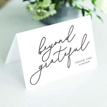 Bliss Collections Thank You Cards with Envelopes, All-Occasion Thank You Cards for Weddings, Bridal Showers, Baby Showers, Birthdays, Parties and Special Events 4"x6", Pack of 25, Modern Calligraphy