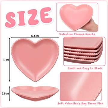 Meanplan Heart Shaped Plates Ceramic Salad Set of 6 Ceramic Graduation Plates Dinner Plate 6.9 Inches Heart Shaped Serving Dish Dessert Plates Elegant for Kitchen Steak Snacks (Pink,6 Pcs)