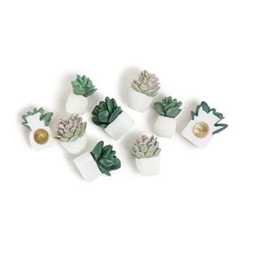 U Brands Succulent Push Pins Set, Office Supplies, Three Assorted Styles, 9 Count