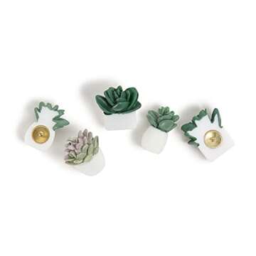 U Brands Succulent Push Pins Set, Office Supplies, Three Assorted Styles, 9 Count