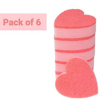 GMIcréatifs Heart Shaped, Dual-Sided Kitchen Sponge and Scrubber for Washing Dishes, Pots & Pans and General Household Cleaning, (6 Pack).