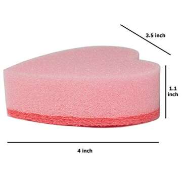 GMIcréatifs Heart Shaped, Dual-Sided Kitchen Sponge and Scrubber for Washing Dishes, Pots & Pans and General Household Cleaning, (6 Pack).