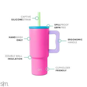 Simple Modern Kids 24 oz Tumbler with Handle and Silicone Straw Lid | Spill Proof and Leak Resistant | Reusable Stainless Steel Bottle | Gift for Kids Boys Girls | Trek Collection | 80s Mix